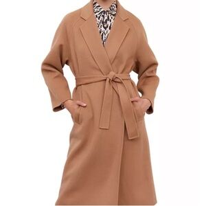 Gerard Darel Camel Belted Wrap Coat